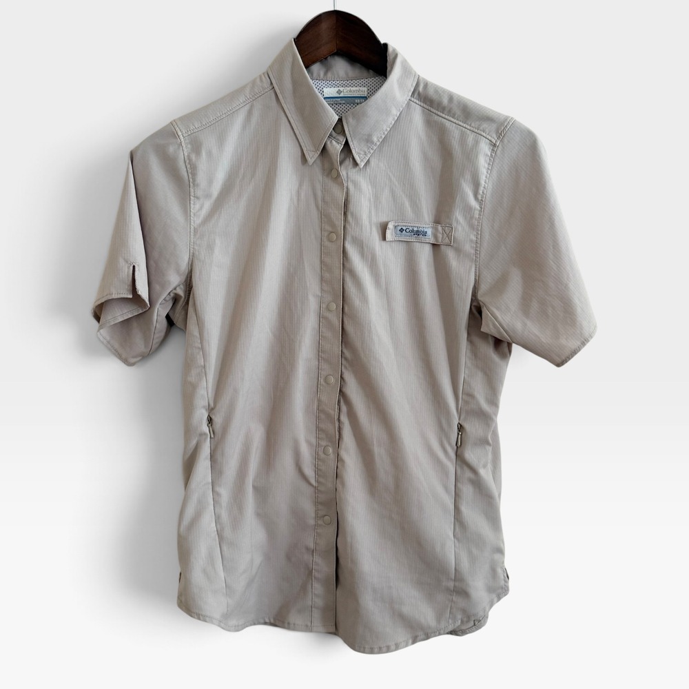 Columbia PFG Tamiami II Shirt Womens XS Tan Short Sleeve Fishing Hiking Top